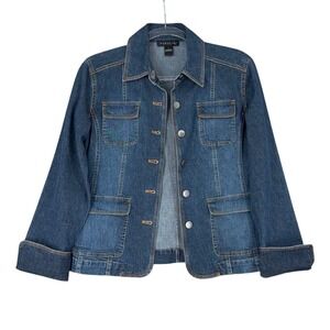 HAROLDS Denim Jacket Blue Jean Trucker Style Women's Size S Cuffed Sleeves‎